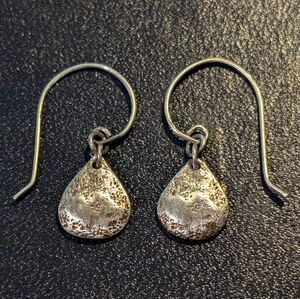 Silver Textured Teardrop Earrings